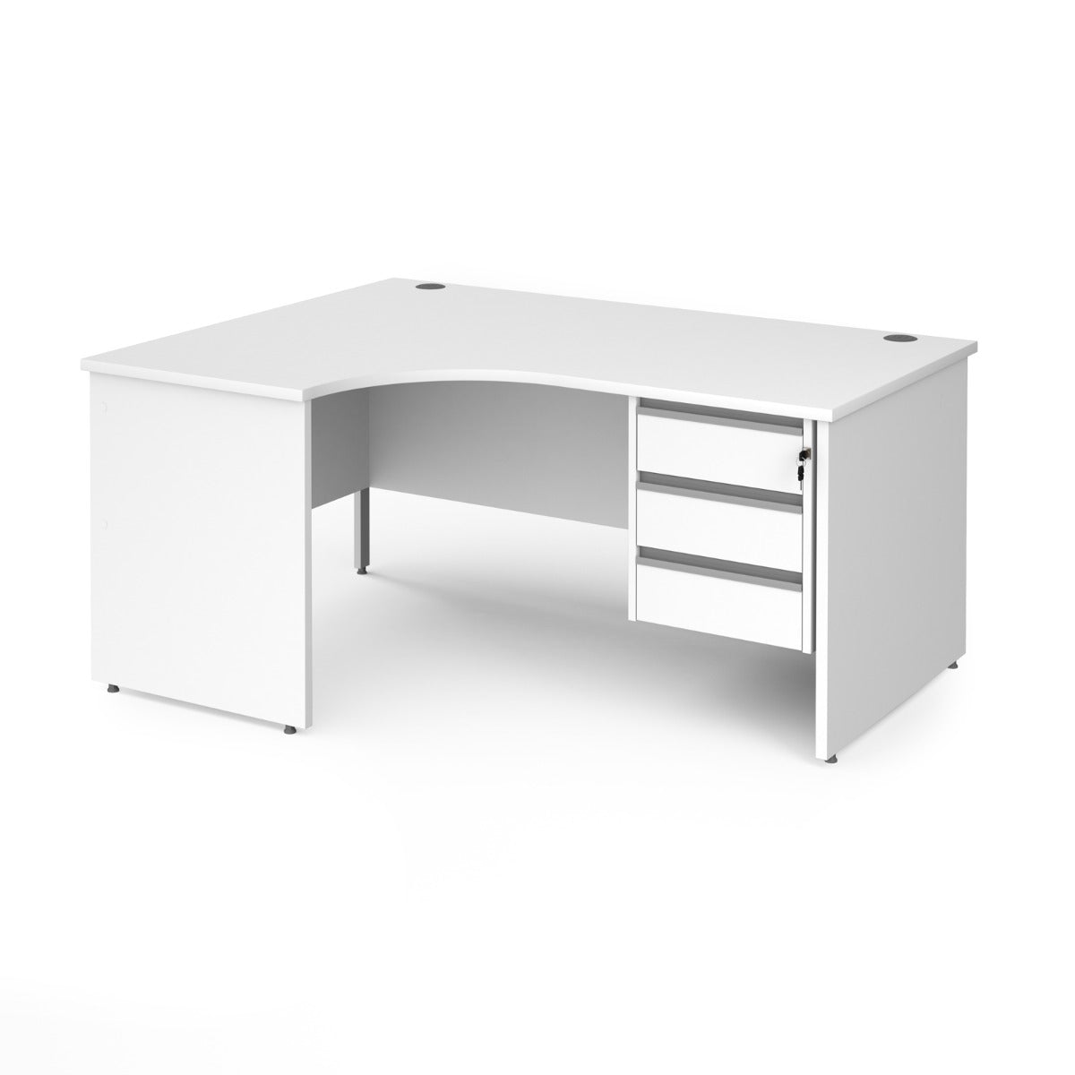 Contract Panel Leg Left Hand Ergonomic Corner Desk with Three Drawer Storage